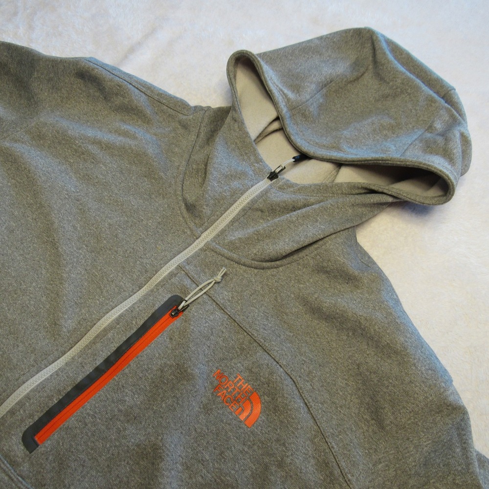 The North Face Full Zip Hoodie Mens XXL Gray Orange Logo Activewear